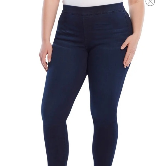 JEN7 by 7 For All Mankind Dark Wash Pull-on Stretch Jeggings Denim Skinny Jeans - Picture 1 of 16